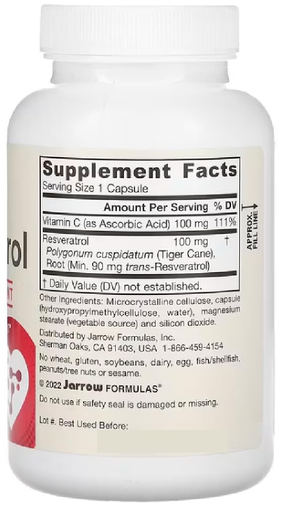 Jarrow Formulas - Resveratrol | 100 mg for antioxidant Cell Protection - 120 Capsules