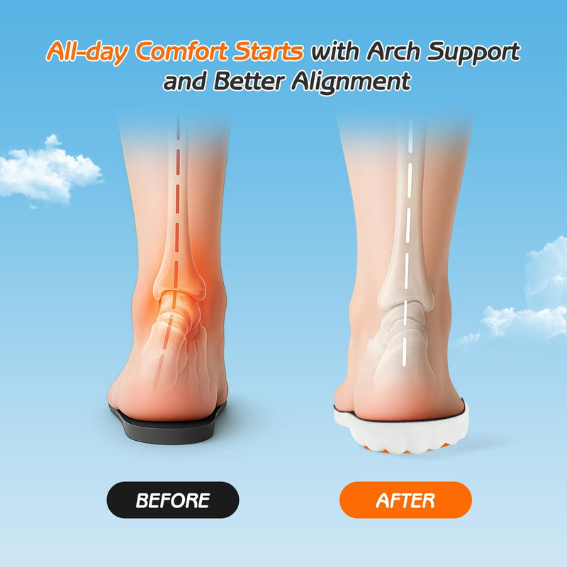 [Australia] - 4D Cloud-Soft Comfort Soles for Women - Memory Foam Cushioning Steppers Insoles with Heel Shock Pad - Trim-to-Fit Arch Support Insoles for Foot Pain Relief and Fatigue Reduction (US W 6.5-9) Black US W 6.5-9 