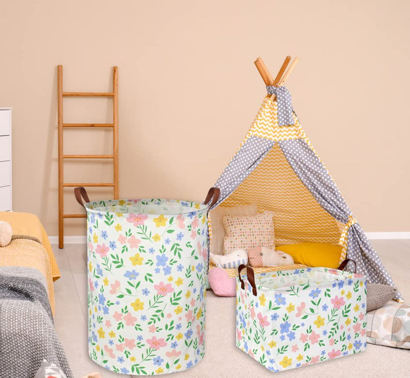 [Australia] - HIYAGON Kids Storage Basket Baby Girl Basket Gift Baskets Empty Cute Toy Storage Bin Organizer Box Rectangular Bedroom Decor Books(Flower) Flower 