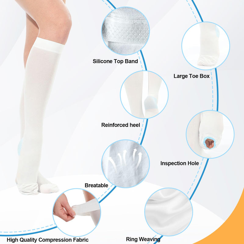 [Australia] - 2Pairs Ted Hose Compression Stockings for Women and Men, Anti Embolism Compression Stockings, Surgical Compression Stocking, 15-20 mmHg Compression TED Hose with Inspect Toe Hole XXL Knee High 