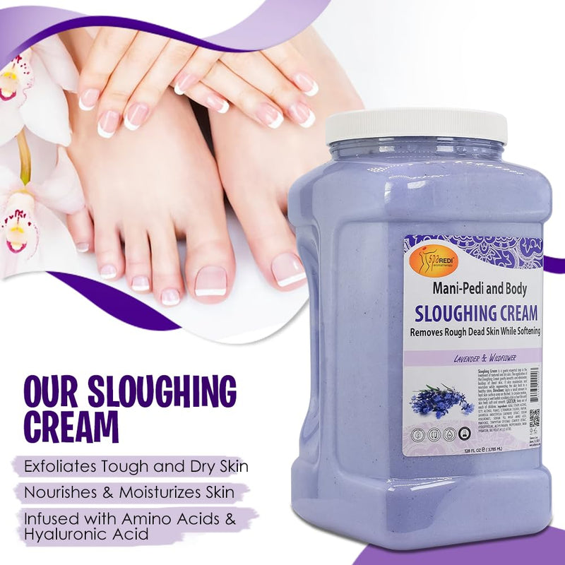 [Australia] - SPA REDI - Foot Cream, Sloughing Lotion, Lavender and Wildflower 128 Oz - Pedicure Massage Foot Care for Dry Cracked Feet, Scrub Gently, Exfoliating 128 Fl Oz (Pack of 1) 
