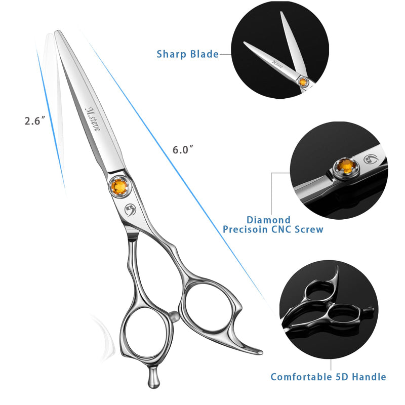 Professional Hair Cutting Scissors 6 Inch, VG10 Stainless Steel Barber Shears, Extremely Sharp Hairdressing Scissors for Salon & Home Use, Ambidextrous Left Right Hand Hair cutting shears