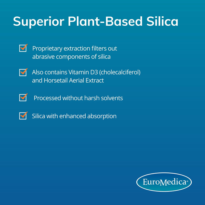 [Australia] - Euromedica Silica-20, 60 Tablets - Optimize Collagen, Support Healthy Bone Density + Hair, Skin & Nails - Non-GMO, Vegan - 30 Servings 