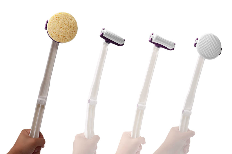 [Australia] - KMINA - Folding Lotion Applicator for Back (Includes Accessory Kit), Long Handled Sponge, Senior, Cream Foldable - Made in Europe 
