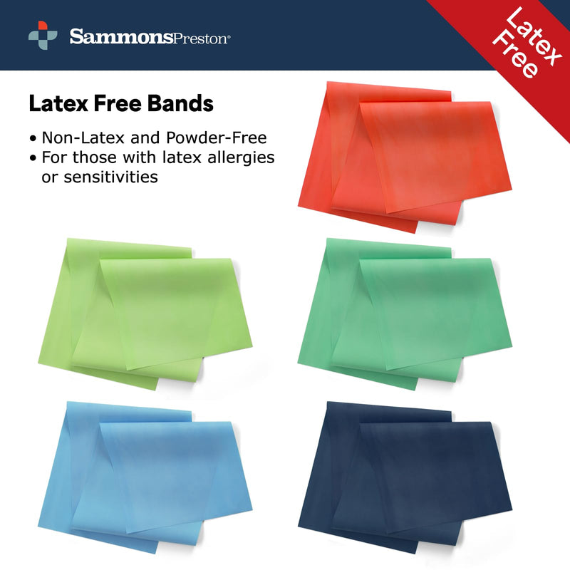 [Australia] - Sammons Preston Resistance Bands for Working Out, Non-Latex Exercise Bands, Resistance Bands for Physical Therapy, Improve Strength & Flexibility, Stretch & Tone Major Muscles, 5pk 