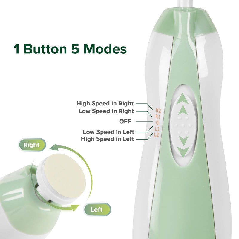 [Australia] - haakaa Baby Nail Trimmer Electric Baby Nail Clippers Kit for Newborn, Toddler or Adults Fingernails and Toenails Care, Baby Nail Care Set & Extra 4 Replacement Pads Combo - Meadow 