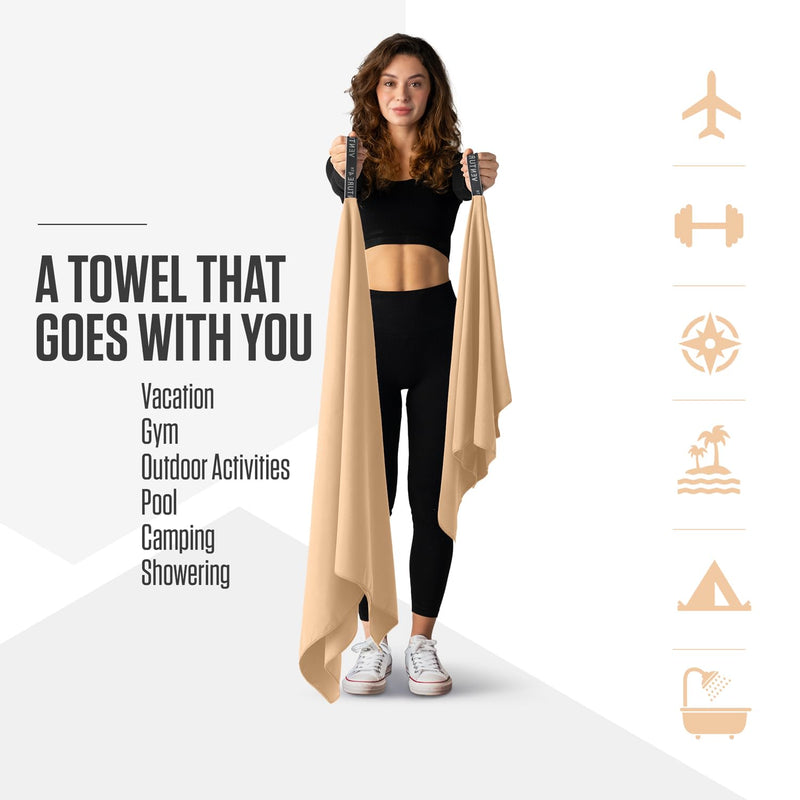 VENTURE 4TH Travel Toiletry Bag & Quick Dry Towel Set - Ideal Travel Bundle for Camping, Hiking, Backpacking and Business Trips - Size L Towel