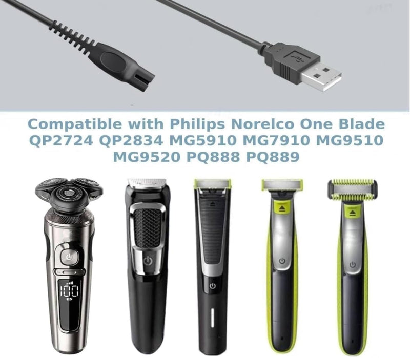 [Australia] - Replacement USB charging cable 5V charger power cable for electric shaver, compatible with Philips OneBlade Norelco QP2724/90, QP2834/70, MG5910/49, MG7910/49, MG9510/60 