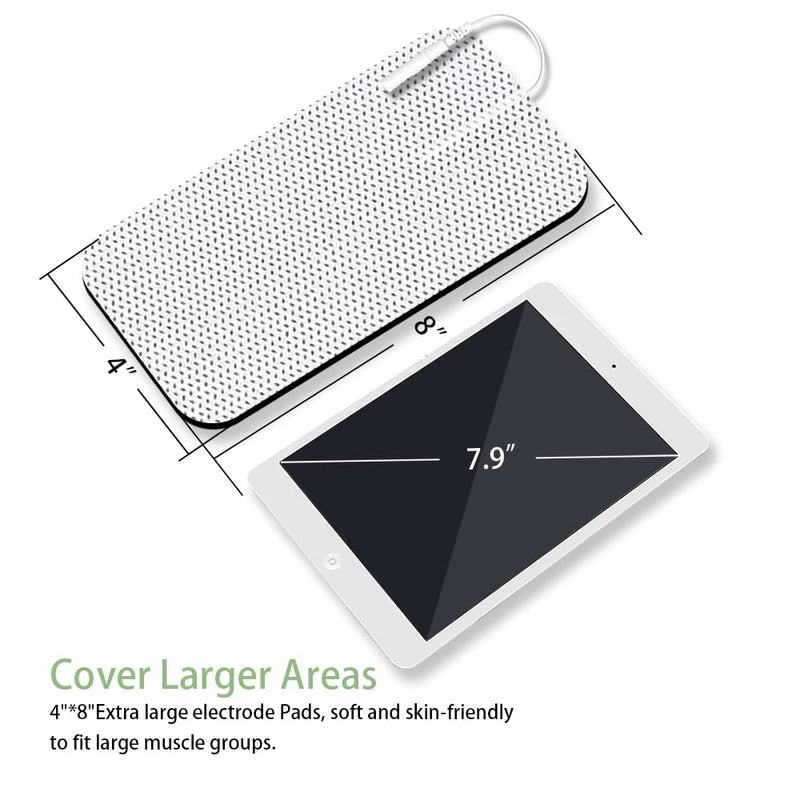 [Australia] - TENS Unit Replacement Pads for Waist and Lower Back Pain Relief 4X8" Large TENS Unit Pads Self-Adhesive Electrode Pads Compatible with TENS 7000, AUVON TENS- 4 Pcs 4x8",4Pcs 