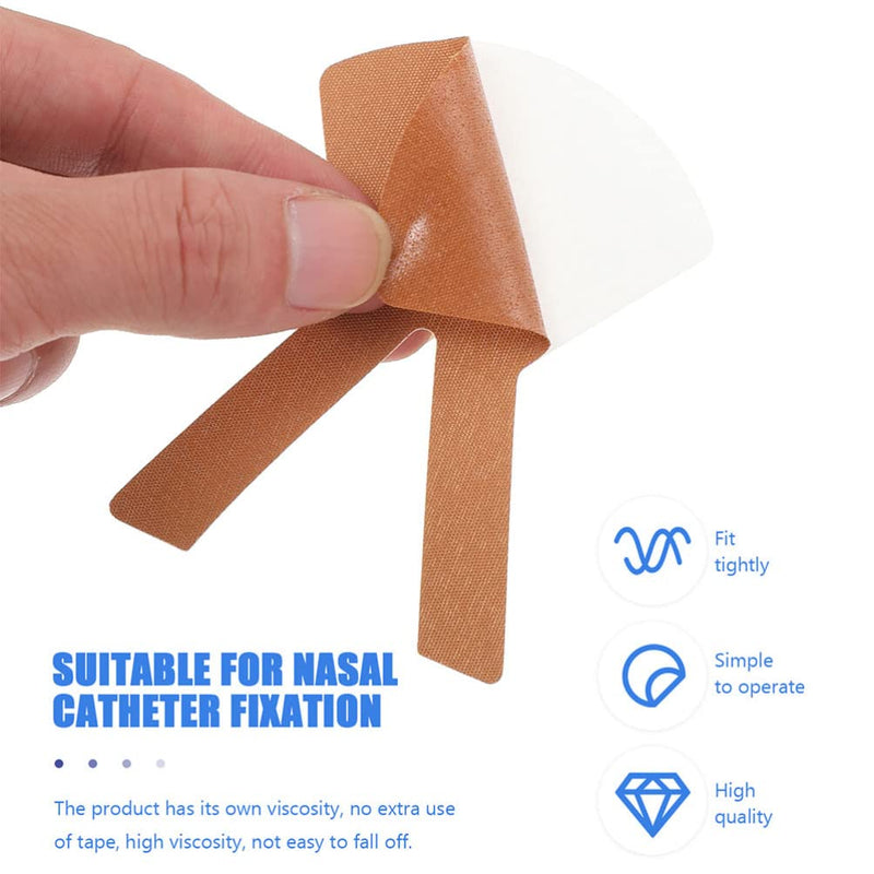 Healifty 10pcs Patient Nasal Feeding Tube Adhesive Tape Sticker Adhesive Bandages Nasal Catheter Fixing Decal (Light Brown)