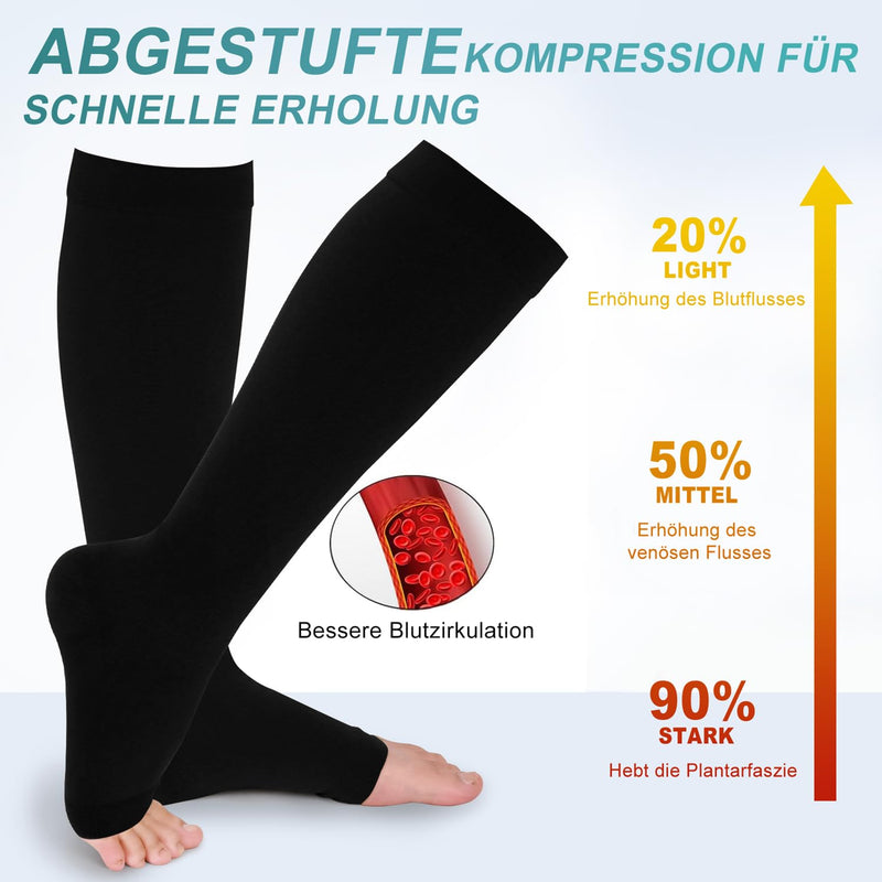 [Australia] - Evolyline Medical Compression Stockings Women & Men 20-30 mmhg Class 2, Compression Socks Thrombosis Stockings Women's Flight, Support Stockings Women's Support Tights for Varicose Veins Ankle Black XXL 