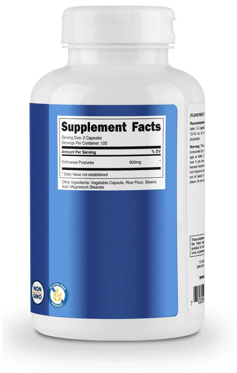 [Australia] - Nutricost Echinacea 800mg, 240 Capsules - Vegetarian Caps, Non GMO, Gluten Free, 120 Servings Unflavored 240 Count (Pack of 1) 