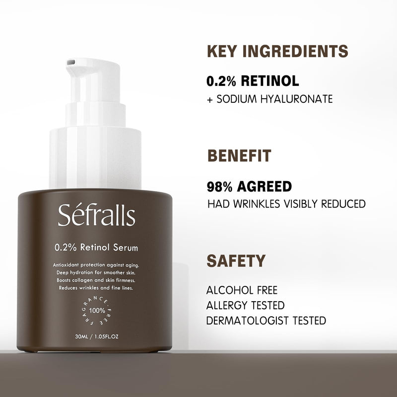 Sefralls Face Serum Duo – Retinol Vitamin C – Anti Aging Skin Care Set for Women, Anti Wrinkle, Smooth, & Firm Skin – 1 fl oz, 2 Bottles
