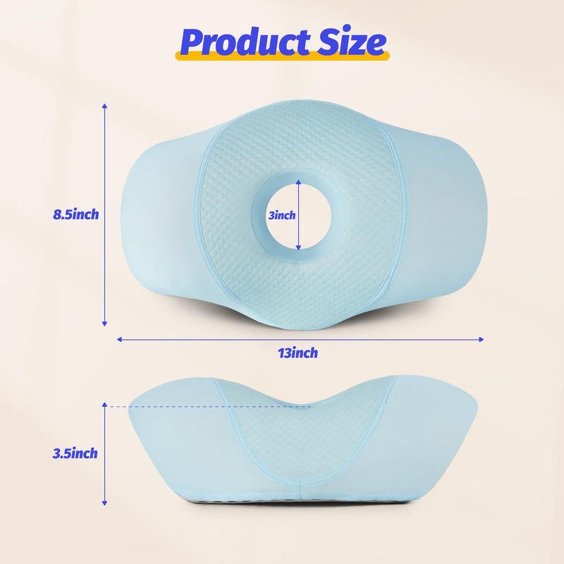 [Australia] - Ear Piercing Pillow for Side Sleepers with Ear Hole for CNH, Ear Pain Relief and Pressure Sores, Memory Foam Contoured Design Side Sleeping Pillow, Breathable Cotton Blend (Blue) 
