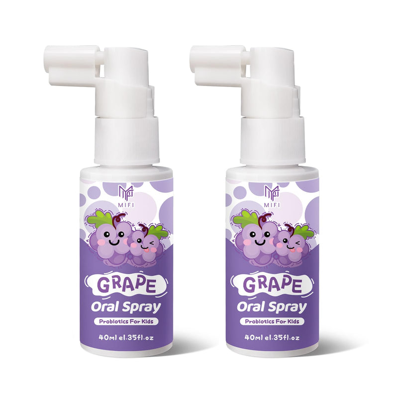Kids Oral Spray - Probiotic Fruit Flavored Toothpaste Helper for Toddlers, Daily Fresh Breath, Gentle Oral Care Spray for Children (2Pack, Grape) 1.35 Fl Oz (Pack of 2)