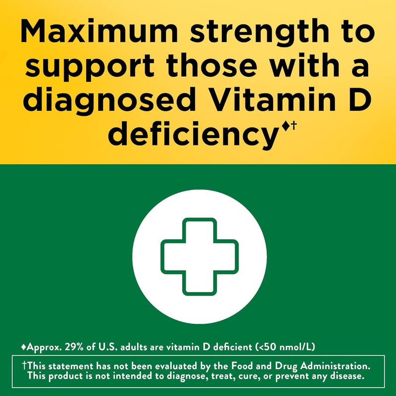 Nature Made Maximum Strength Vitamin D3 10000 IU (250 mcg), Dietary Supplement for Bone, Teeth, Muscle and Immune Health Support, 60 Softgels, 60 Day Supply - Pack of 2 60 Count (Pack of 2)