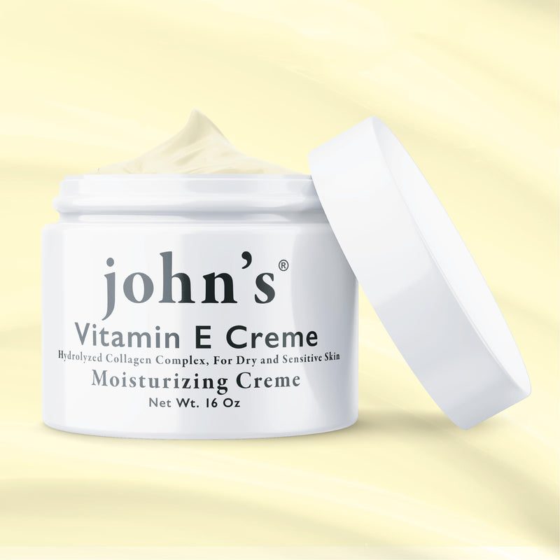 John's Vitamin E, A & D Collagen Cream – 16 oz Aloe-Enriched Moisturiser for Face & Body – Nourishing Vitamin E Skin Cream for Dry, Sensitive Skin