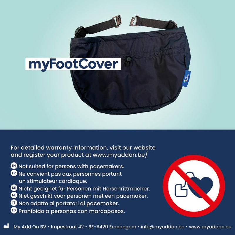 [Australia] - myFootCover Winter Cosy – Separate Wind & Waterproof Foot Cover with Fleece Lining for Wheelchair Users. Pairs with Wheelchair Rain Cover MyBlanket, Easy on/Off While Seated, Night Blue (One Size) 