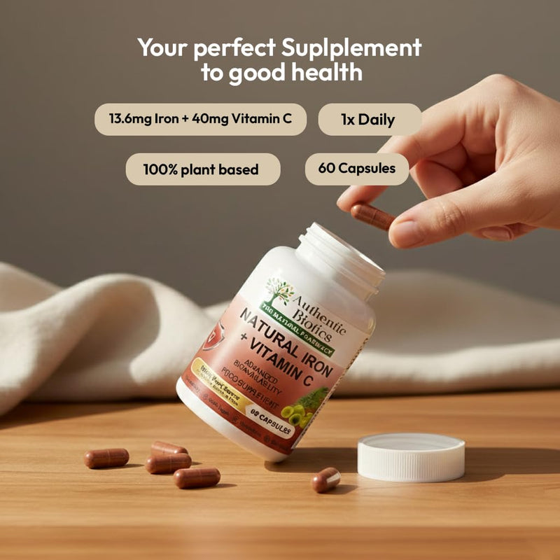 Iron & Vitamin C Supplement | 60 Vegan Capsules | Plant-Based Iron from Curry Leaves & Vitamin C from Amla | Supports Energy, Immunity & Reduces Tiredness | 2 Month Supply 1