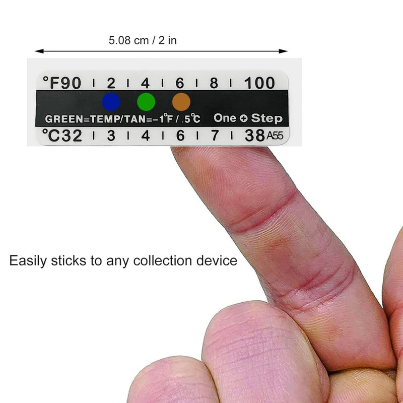 One Step Urine Temperature Test Strips, 10 x Stick on Adhesive Thermometer Strips for Urine Collection Bottles, Visual Display Measurement Range of 32°C-38° or 90°F-100°F