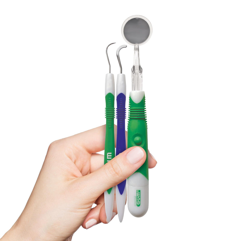 [Australia] - GUM Oral Care Dental Cleaning Kit, Dental Mirror with Light, Explorer Pick, and Dental Scaler, Professional Quality Stainless Steel Dental Tools, Easy-Grip Handle (6pk) 6 Sets 