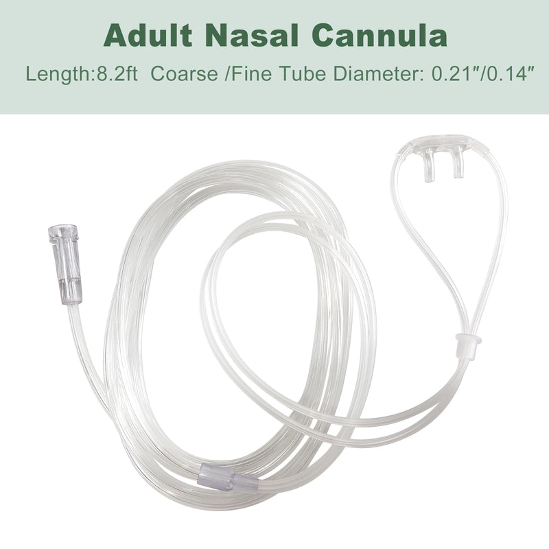 [Australia] - Adult Standard Nasal Cannula, 8.2 ft Cannula Nasal Tubing with Softer Nasal Plug Head for Oxygen, Kink Resistant Nasal Oxygen Cannula for Long-Term Use Patients (5 Pack) 5 