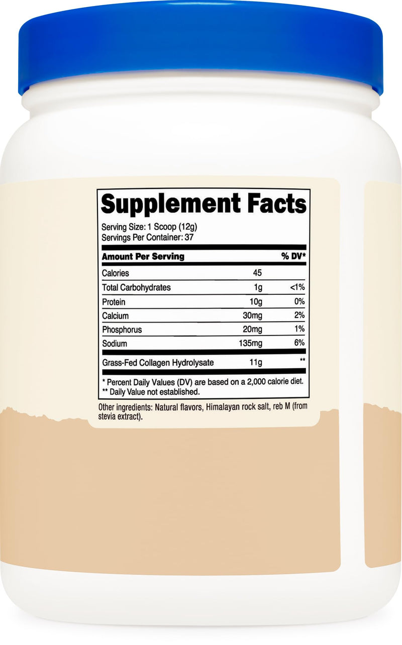 [Australia] - Nutricost Collagen Peptides Powder 1LB (454 G) (Vanilla) - Grass Fed Bovine Collagen Hydrolysate Vanilla 1 Pound (Pack of 1) 