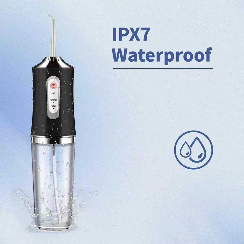 [Australia] - Water-Flosser-Cordless-Teeth-Cleaner Water Dental Flosser with 3 Modes 4 Jets Rechargeable IPX7 Waterproof for Travel Home Braces(Black) Black 