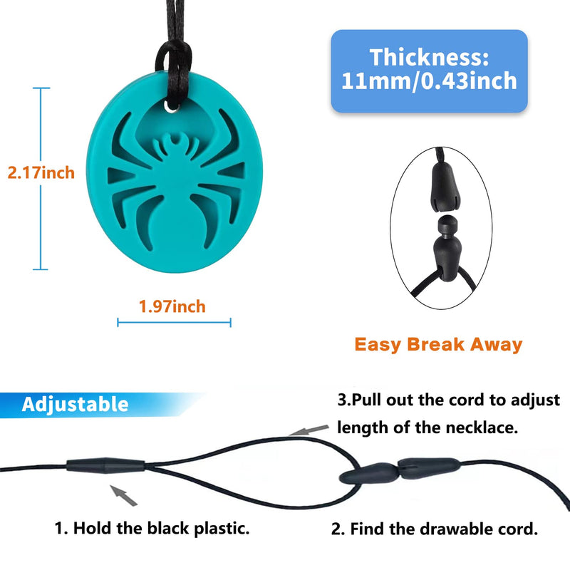 [Australia] - Spider Sensory Chew Necklaces, 5Pack Chewy Necklace Sensory Toys for Autistic Children, Designed for Chewing, Autism, Autism Sensory Teether Toy 