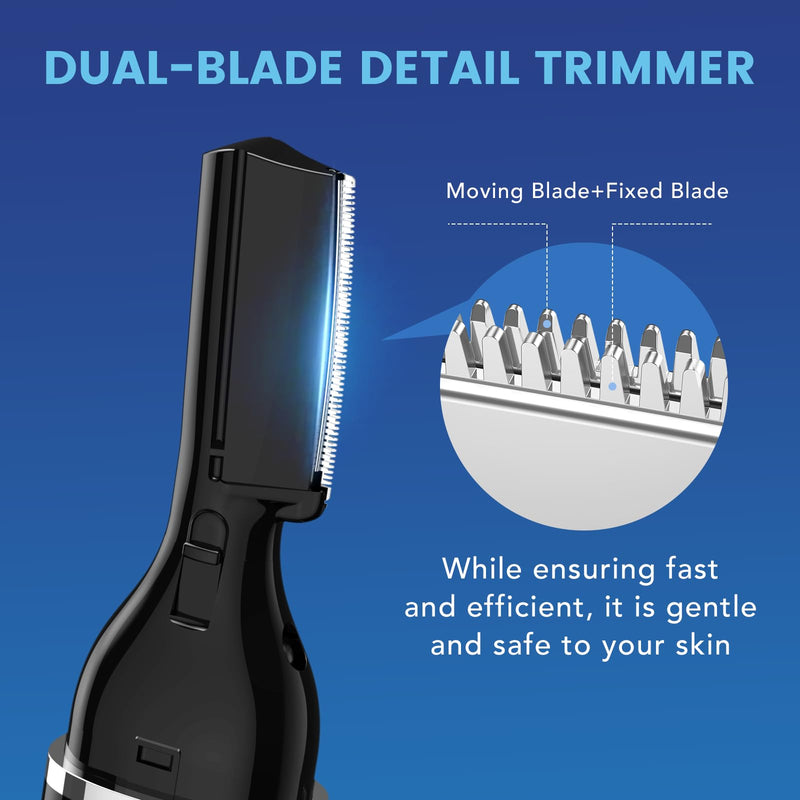 [Australia] - Eyebrow Trimmer Electric Eyebrow Razor with Digital Display LED Light, 2-Speed Eyebrow Shaver Rechargeable Face Trimmer for Men, Painless Facial Hair Remover for Upper Lip Peach Fuzz Mustache Arm Leg Black 