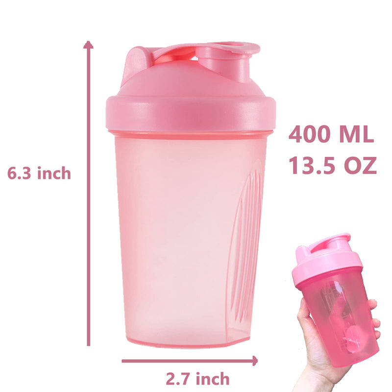 [Australia] - OOTD Protein Shaker Bottle 400 ml Leak-proof, BPA Free, Protein Shaker for Supplement Shakes with Sieve & Scale, Fitness Mixer for Creamy Whey Protein Powder Shakes, (Blue+Pink(2PCS) 400ML Blue+pink 