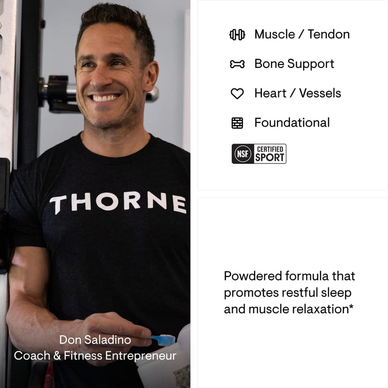 [Australia] - Thorne Magnesium Bisglycinate - Powdered Magnesium Formula - Supports Restful Sleep - NSF Certified for Sport - Gluten-Free - 6.5 Oz - 60 Servings 