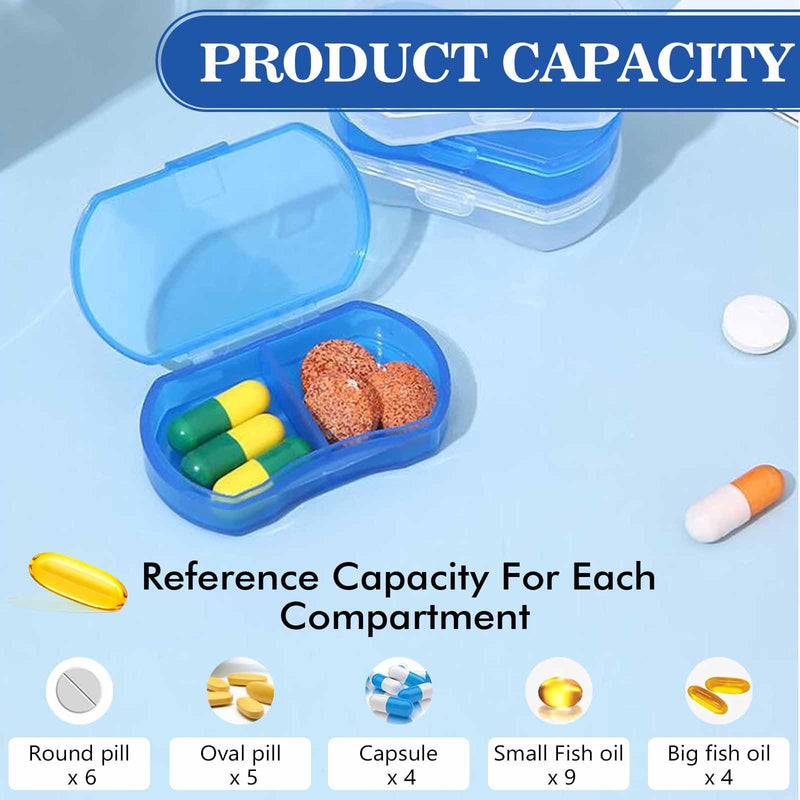 Mini Pill Case INVODA Portable AM & PM Daily Pill Organizer for Purse | Food Grade PP Material, Fit in Pockets or Handbags, for Vitamins, Fish Oil, Tablets Blue 1pcs