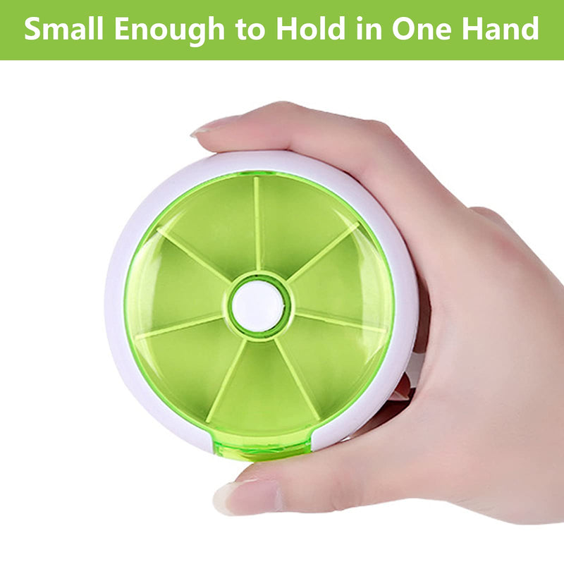 Pill Organizer Travel Pill case for Purse Portable Medicine case Small Weeks Pill Box for Vitamins/Fish Oil/Pills/Supplements (Green 02+Bag) Green 02+bag
