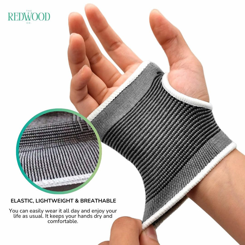 2-Pack | Palm Support Brace | Grey | Elastic Wrist and Palm Compression Support for Sports, Arthritis, Tendonitis, Carpal Tunnel | Breathable, Lightweight | One Size Fits Most | Pain Relief and Injury Prevention