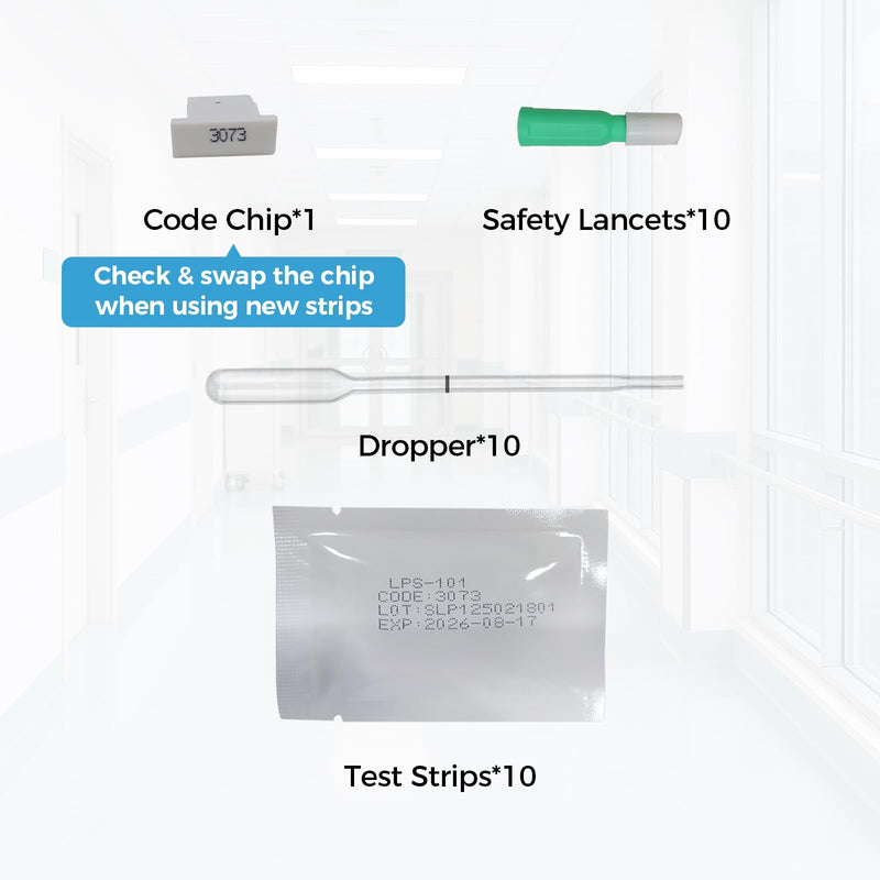 10 Cholesterol Strips for HSLPM102 Meter, Analyzer Not Included | Capillary blood 4-in-1 lipid panel refills with individual lancets and droppers for home wellness tracking