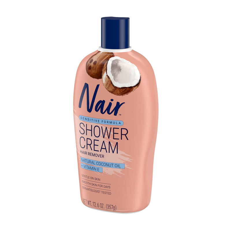 [Australia] - Nair Sensitive Formula Shower Cream Hair Remover with Coconut Oil and Vitamin E, 12.6oz 