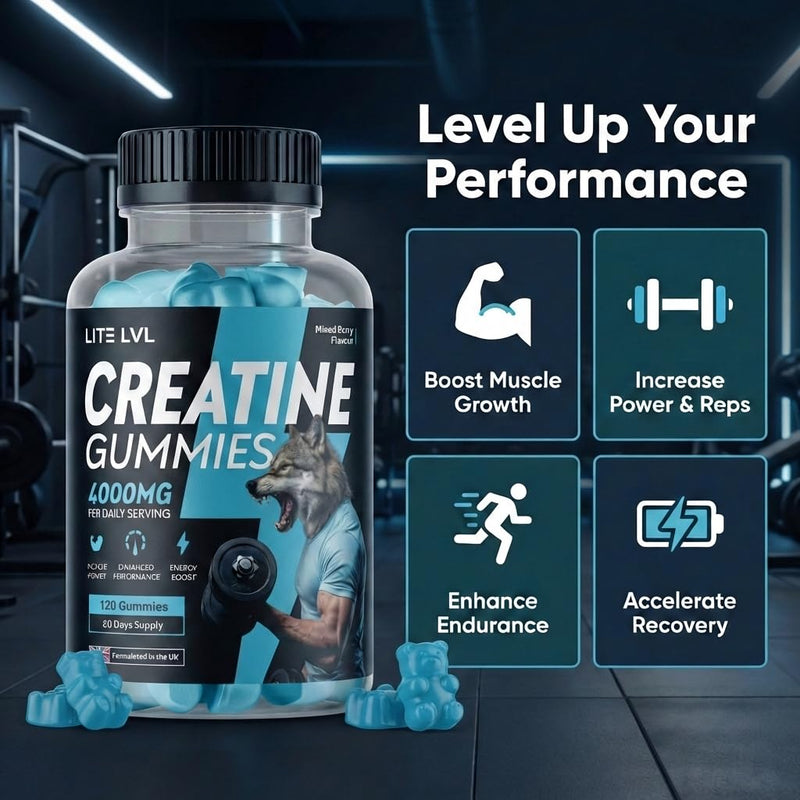 Creatine Gummies 4000mg | 120 Mixed Berry Flavoured Gummies | Creatine Monohydrate Supplement for Muscle Strength & Performance | Vegan-Friendly | 60 Days Supply 1 count (Pack of 120)