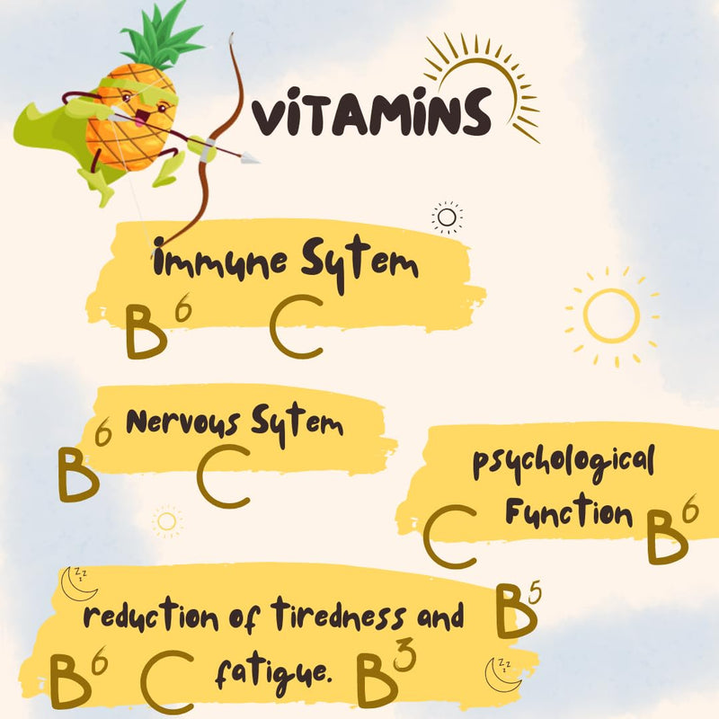 Probiotic Gummies for Kids & Adults - 150 x Natural Pineapple Flavoured Gummy Vitamins with Active Bacteria, Vitamin B3, B5, B6 & C - Immune System, Energy & Gut Health Support