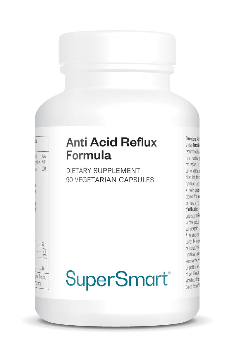 Supersmart - Anti-Acid Reflux - Relieve Heartburn & Acid Reflux Naturally | 100% Natural Non-GMO & Gluten Free - 90 Vegetarian Capsules