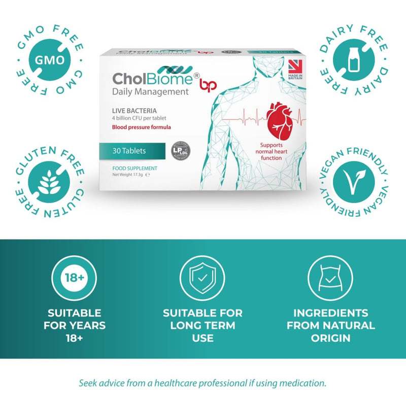 BP Tablets - 30 Tabs, 4 Billion CFU/Serving Source Capsules, Probiotic Blood Pressure Control Supplement, Helps Lowering Cholestrol, Probiotics for Gut Health