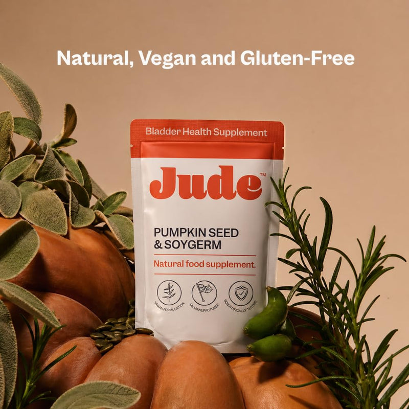 Jude Bladder Health Tablets Pouch As Seen On Dragons' Den, Science-Backed Supplement, Nourish Your Pelvic Floor, Made in UK, Vegan & Gluten Free, Pumpkin Seed Extract & Soy Germ Extract, 60 Capsules 60 count (Pack of 1)