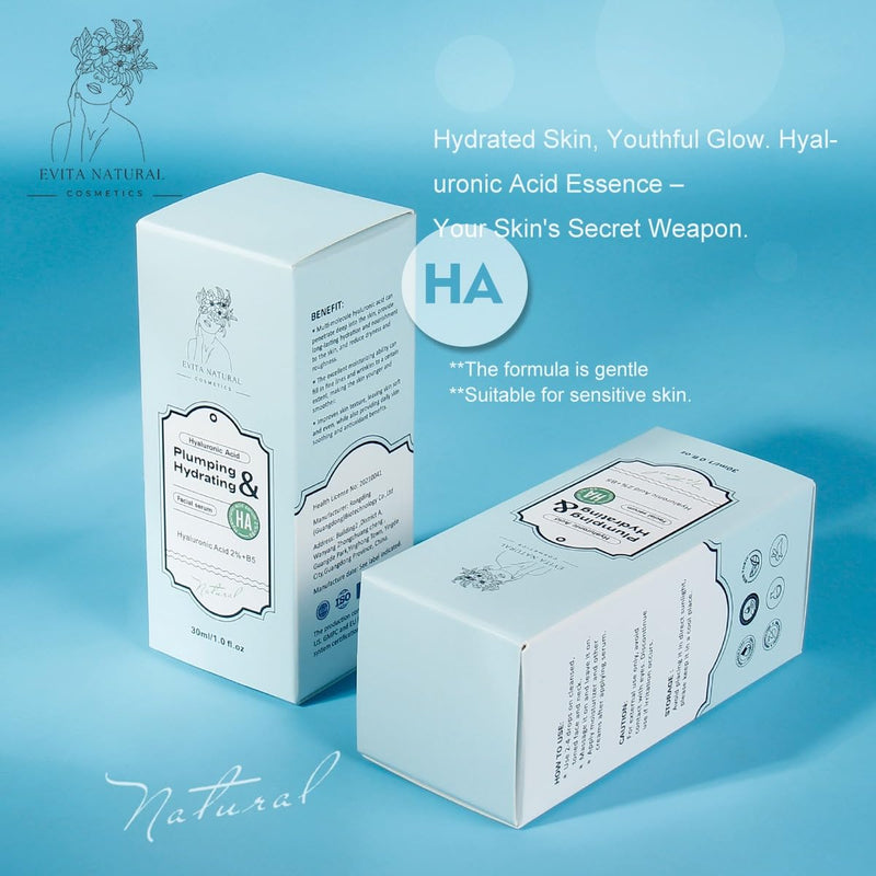 Hyaluronic Acid Serum for Face & Neck — 100% Natural Moisturiser with Vitamin B5 & Ceramides | Plumping, Hydrating Serum for Dry Skin | Cruelty-Free, Paraben-Free, 1 fl oz