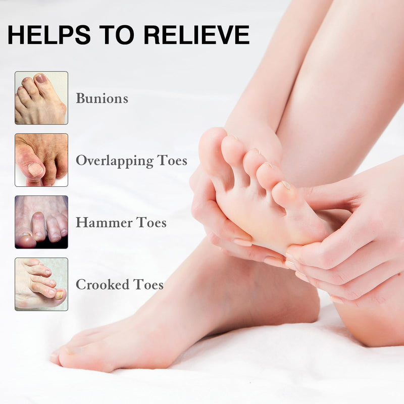 2PCS Toe Spacers for Women and Men, Toe Separators for Pedicure, Bunion Corrector, Hammer Toe Straightener, Plantar Fasciitis, Toe Spreaders for Foot Pain Relief and Foot Health. Black 2