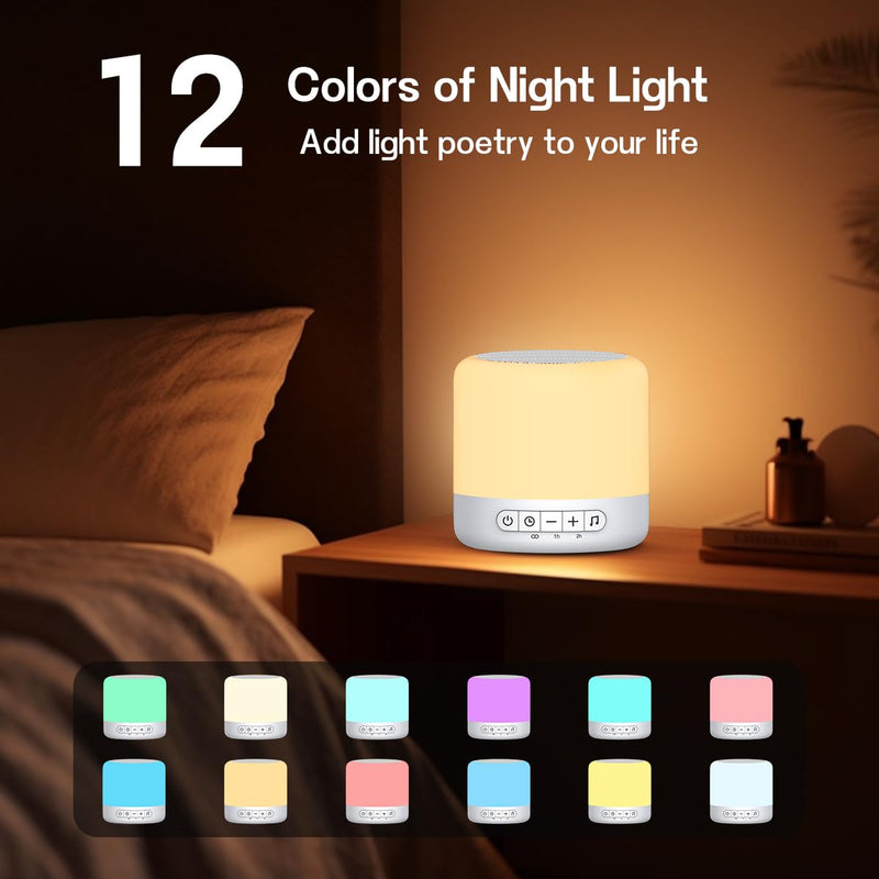 [Australia] - Easysleep White Noise Sound Machine with 30 Soothing Sounds 12 Night Light 32 Volume 3 Timers Portable Sleep Aid Machine for Office Noise Canceling Nursery Travel Lullaby & Rain Sound for Baby, Adults 