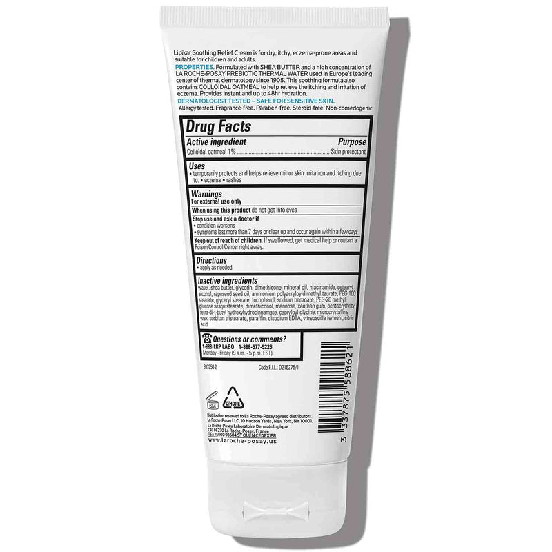 La Roche-Posay Lipikar Soothing Relief Eczema Cream, Sensitive Skin 6.8oz | Face & body lotion for eczema, dry, sensitive skin with colloidal oatmeal. Soothes and relieves irritation. 6.8 Fl Oz (Pack of 1)