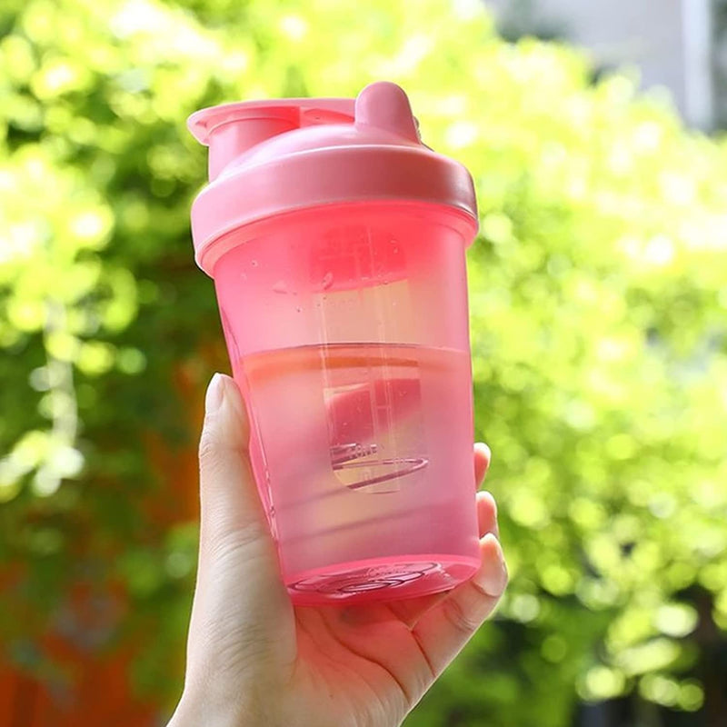 [Australia] - Protein Powder Shaker Bottle Mixed Plastic Workout Water Bottle 400ml with Mix Ball Leak Proof Cap Shaker Cup for Fitness Sports Gym Supplement Drink Bottles Rose 