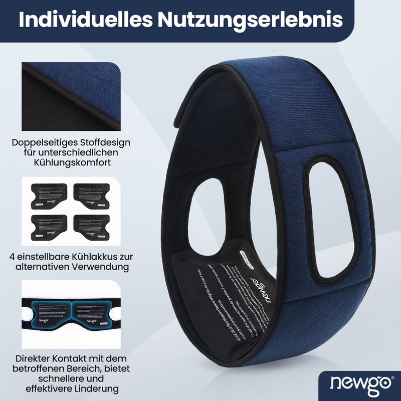 [Australia] - NEWGO Cooling Pads Wisdom Tooth Cooling Compress, Ice Pack for Jaw Pain Relief, TMJ, Oral Surgery, Tooth Removal & Dental Implants, 4 Hot Cold Packs Reusable-Dark Blue 