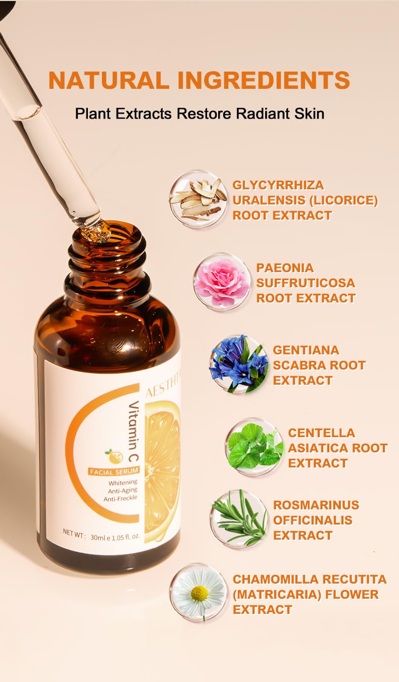 Vitamin C Brightening Facial Serum – Fade Dark Spots, Even Skin Tone & Reduce Wrinkles for Radiant, Youthful Glow (30ml)