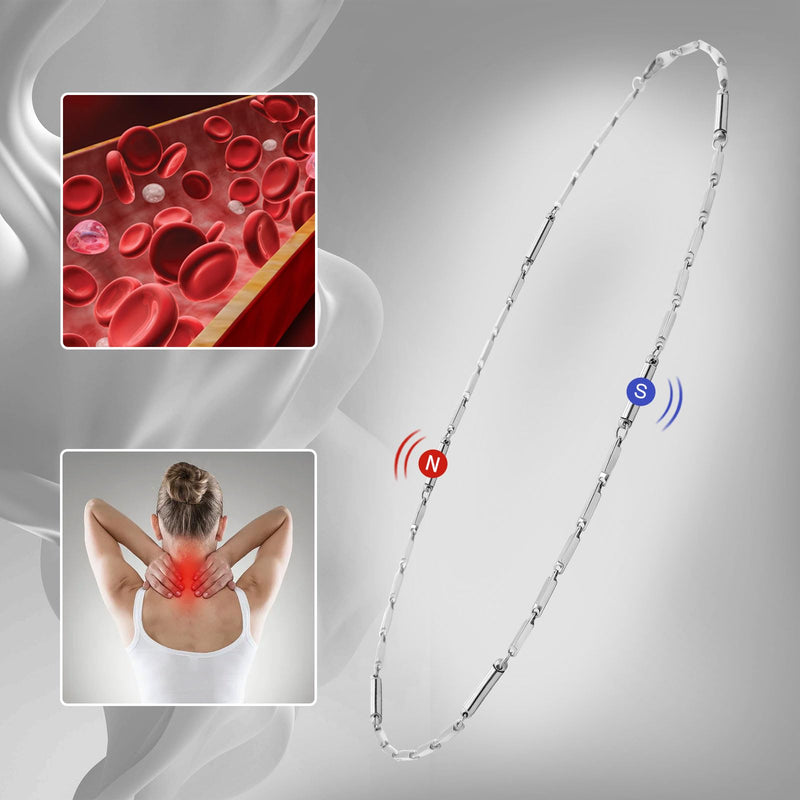 [Australia] - JEROOT Titanium Steel Magnetic Necklace for Women Men Unisex, 6 Ultra Strength Column Magnetic Necklace for Neck Shoulder and Back, Necklace with Jewelry Gift Box B-Silver 